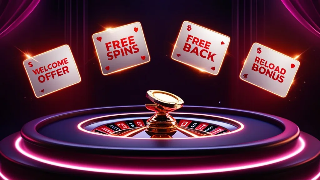 Carte bonus illuminate con diversi tipi di promozione nel casino
